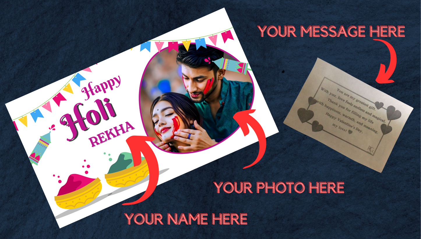 HOL#002 PERSONALIZED GIFT OF CHOCOLATES ON COLORFUL HOLI